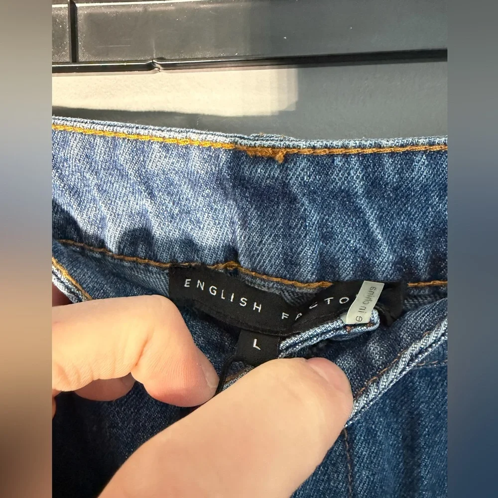 English Factory High Waist Wide Leg Scallop Hem Jeans Size Large - Picture 4 of 6